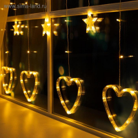 Гирлянда &laquo;Бахрома&raquo; 2.4 &times; 0.9 м с насадками &laquo;Сердце&raquo;, IP20, прозрачная нить, 186 LED, свечение тёплое белое, 8 режимов, 220 В