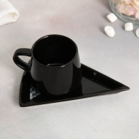 Чайная пара керамическая &laquo;Красота&raquo;, кружка 130 мл, блюдце 11х14.5 см, цвет чёрный