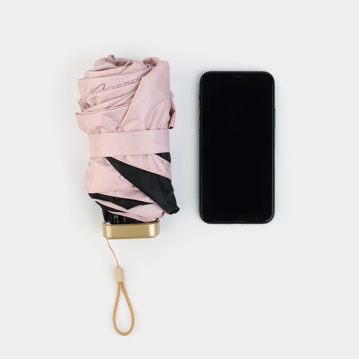 Зонт женский &laquo;Нюдовый минимализм&raquo;, 6 спиц, складывается в размер телефона.