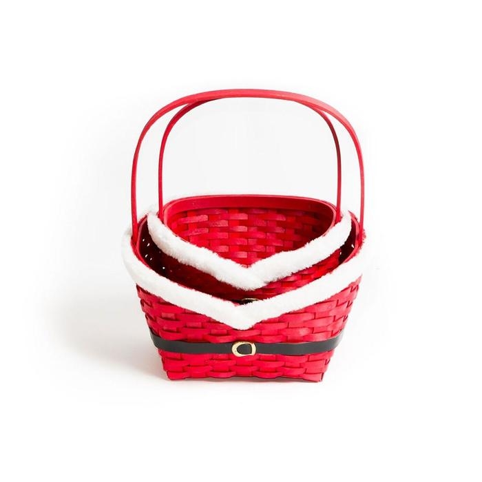 Набор корзин &laquo;Красная шубка&raquo;, 2 шт: 28&times;22&times;11/33,5 см, 22&times;17&times;9/27 см, шпон