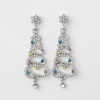 Новый год! Серьги &laquo;Новогодние&raquo; спираль- ёлочка, цветные в серебре