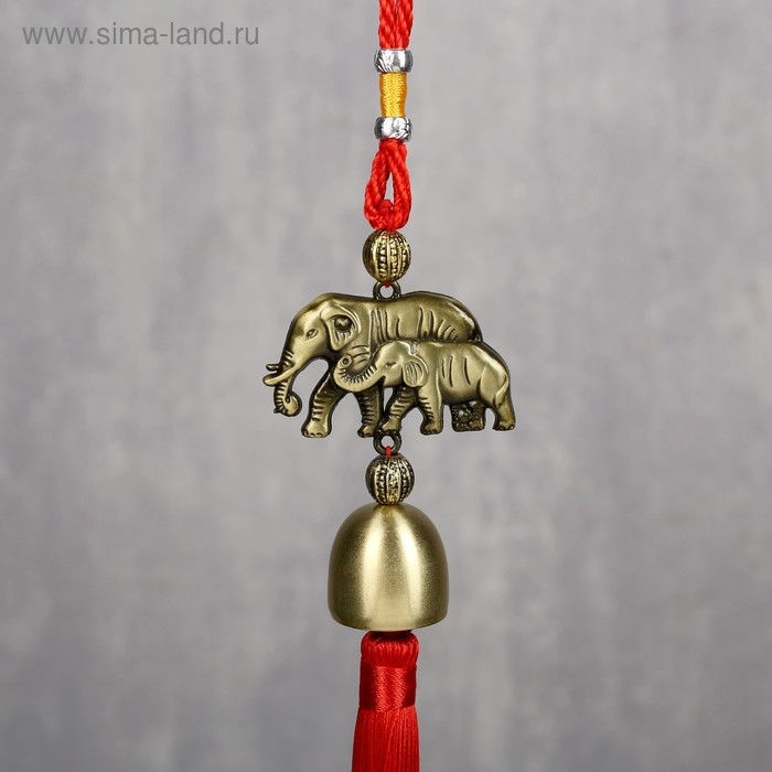 Колокольчик металл "Слон и слонёнок" 1 колокол d=2,5 см 35х5,5х2,7 см