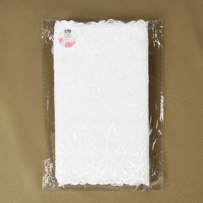 Кружевная эластичная ткань, 190 мм &times; 2,7 &plusmn; 0,5 м, цвет белый