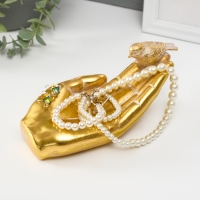 Подставка интерьерная полистоун "Птичка на ладони" золото 19,5х9,3х9,5 см