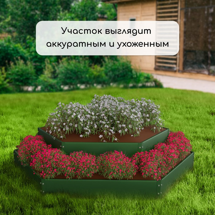 Клумба оцинкованная, 2 яруса, d = 60&ndash;100 см, h = 30 см, зелёная, Greengo