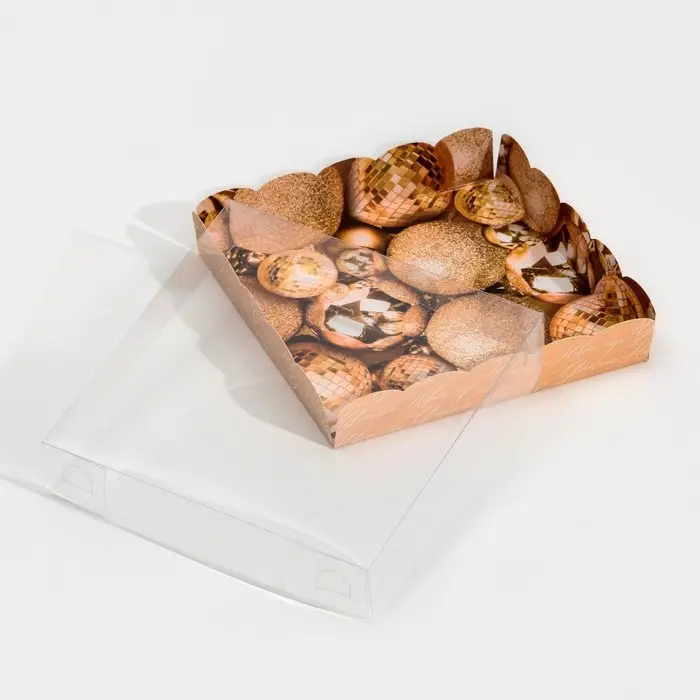 Коробка для кондитерских изделий с пластиковой крышкой &laquo;Шары&raquo;, 15 х 15 х 3 см