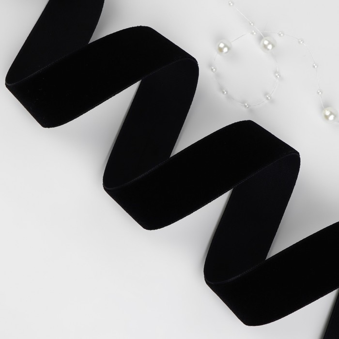 Лента бархатная, 25 мм, 18 &plusmn; 1 м, цвет чёрный №03