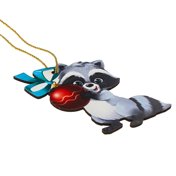 Ёлочная деревянная подвеска &laquo;Новый год! Енотик&raquo;