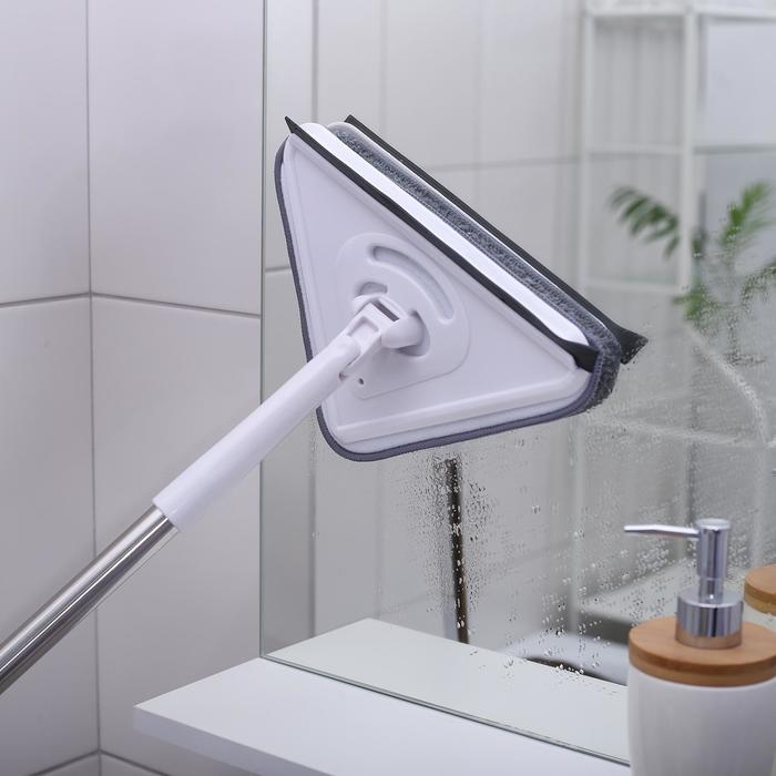 Окномойка с стальной ручкой и сгоном Raccoon, 25&times;17&times;105(148) см, 2 насадки из микрофибры