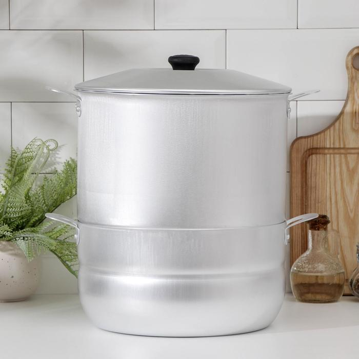 Манты-казан алюминиевый, 6 л, с 4 дисками, металлическая крышка