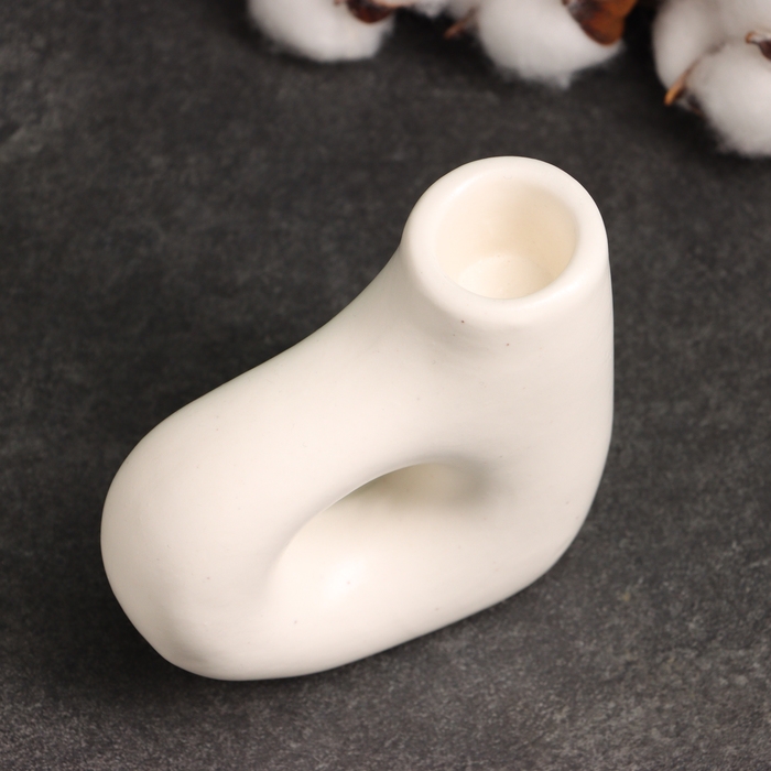 Подсвечник "Брэй" белый глянец, 10х4х10см