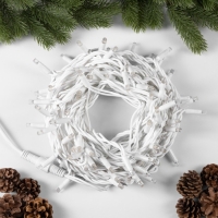 Гирлянда &laquo;Нить&raquo; 10 м, IP65, УМС, белая каучуковая нить, 100 LED, свечение тёплое белое, 220 В