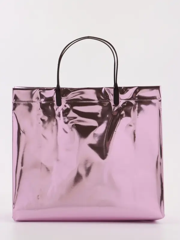 Пакет подарочный ПВХ, голография, розовый, пластиковая ручка, 26&times;22.5&times;10 см