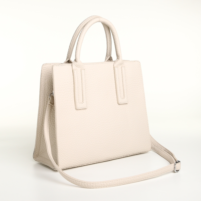 Сумка женская на молнии, TEXTURA, средний размер, цвет молочный