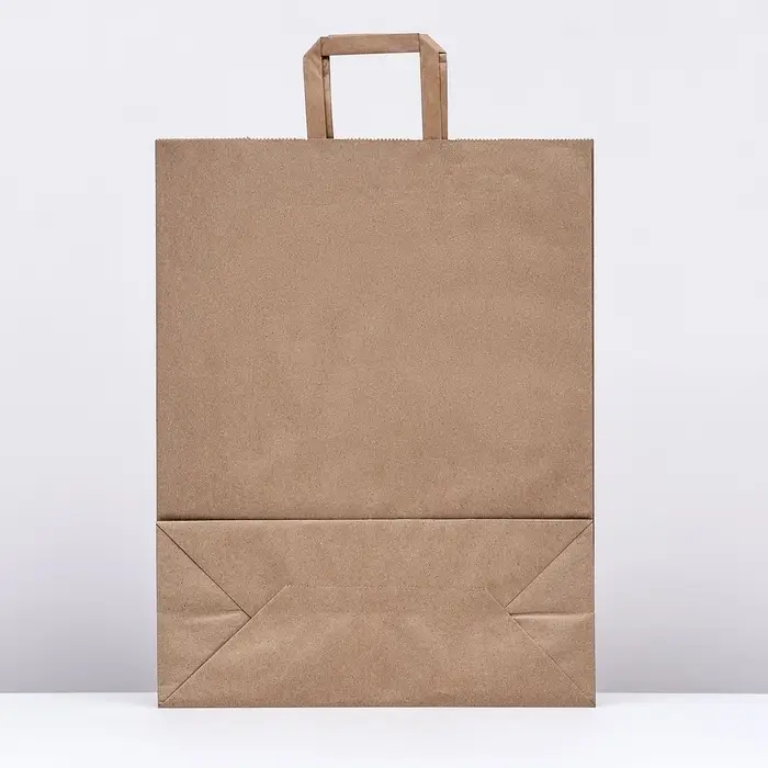 Пакет бумажный крафт, плоская ручка 35 х 15 х 45 см, 90 гр/м&sup2;