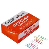 Скрепки 50мм цветные в картонной коробке 50 штук