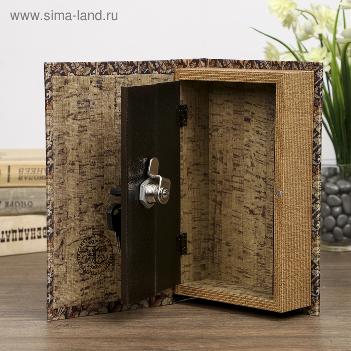 Сейф-книга дерево под шёлк "Чертополох" 21х13х5 см