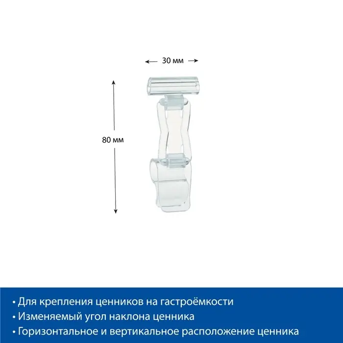 Ценникодержатель &laquo;Дели&raquo; с зажимом для гастроёмкостей, 2&times;2&times;4 см, цвет прозрачный