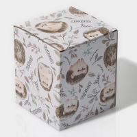 Банка стеклянная для хранения сыпучих продуктов Доляна &laquo;Ёжик в золотом&raquo;, 600 мл, с керамической крышкой