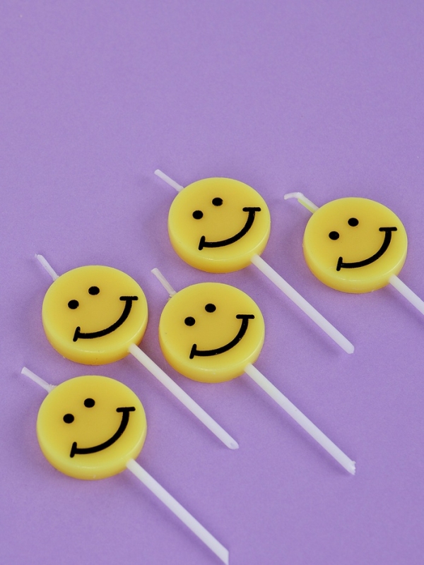 Свечи для торта "Смайл", 5 шт, желтые