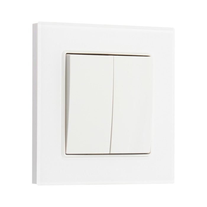 Выключатель проходной TOT Glossy Glass, 10 А, 2 клавиши, скрытый, стекло, белый