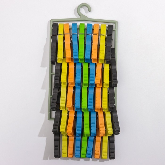 Прищепки бельевые на подвеске &laquo;Кубаночка&raquo;, 8 см, 45 шт, цвет МИКС