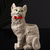 Подставка для мелочей "Кот с бантом" 14х9х7 см, бежевый