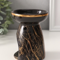 Аромалампа керамика "Золотой кракелюр на чёрном" 9,3х9,3х11,8 см