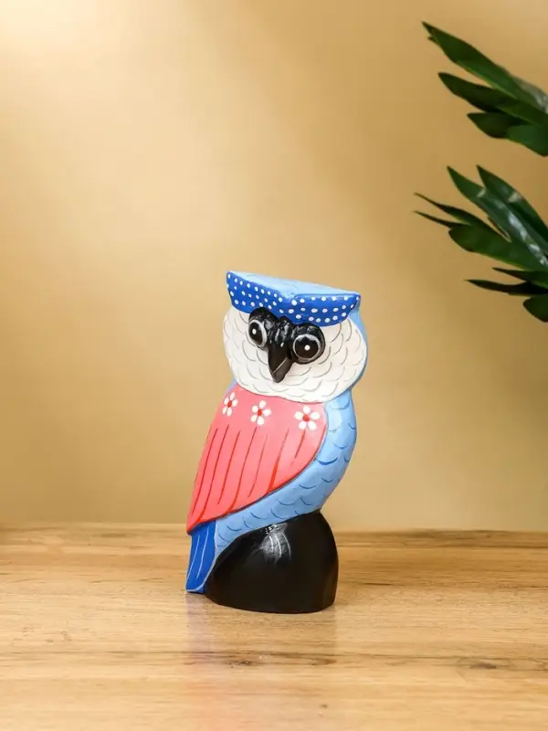 Набор сувенирный &laquo;Совы&raquo;, h=18 см, h=14 см, h=11 см, дерево, розово-синий