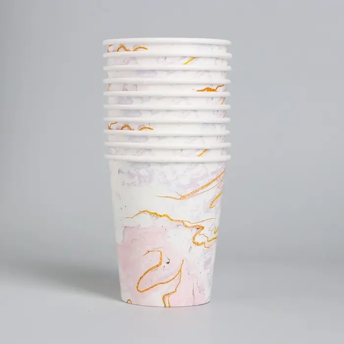 Стакан одноразовый бумажный "Мрамор", 250 мл