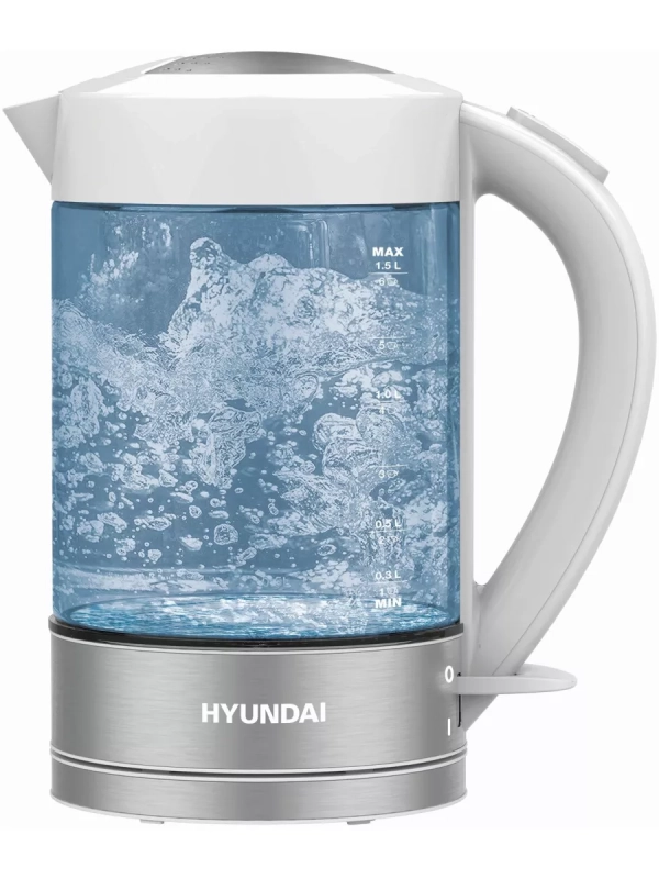 Чайник HYK-G9990 1,5л 2000Вт белый (стекло)