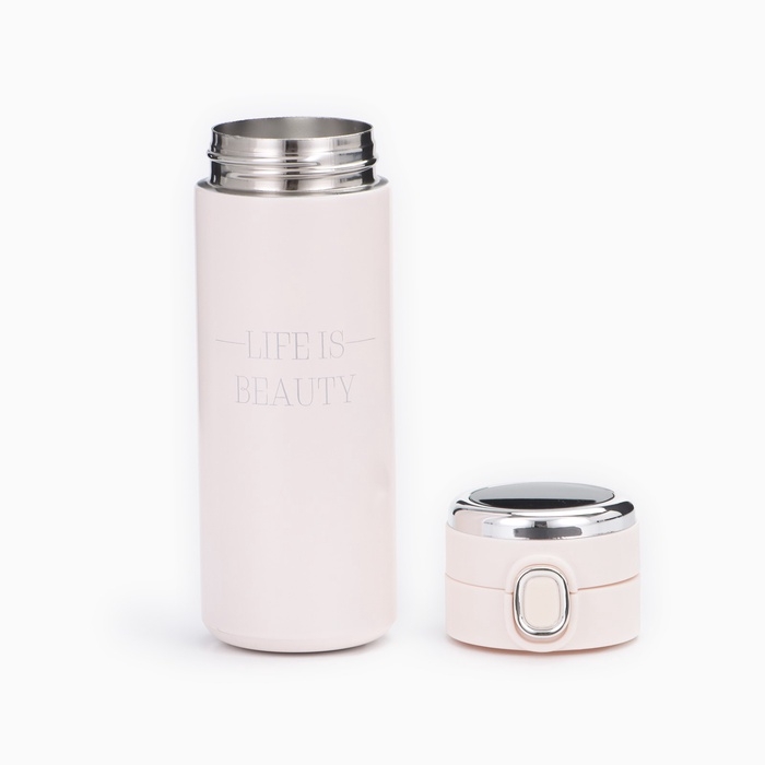 Термокружка, 420 мл, Simple Life is beauty, сохраняет тепло 8 ч, термометр