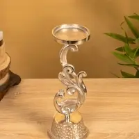 Подсвечник "Жар-птица" 11х11х30 см, алюминий, цв. серебро