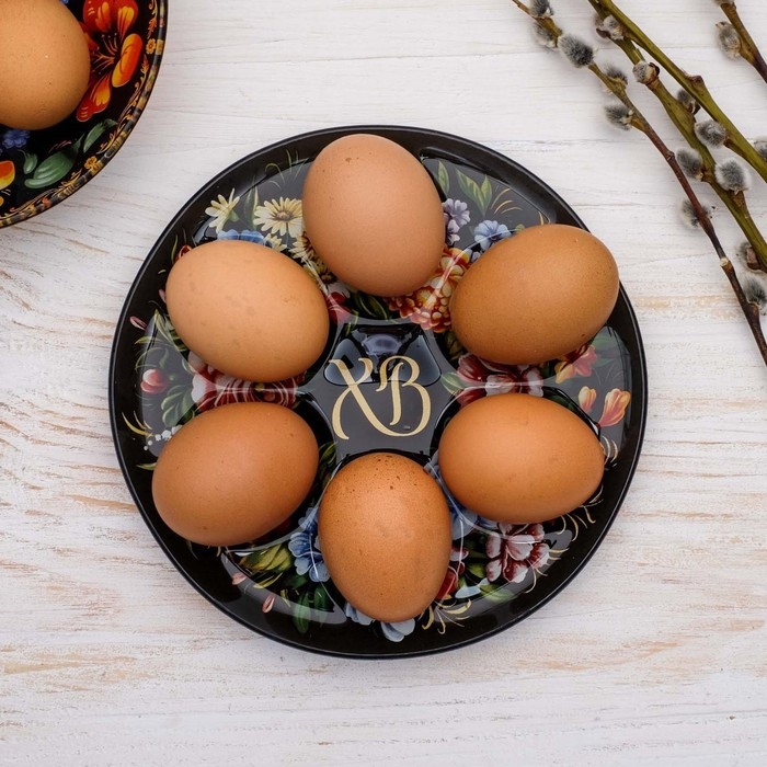 Стеклянная подставка на 6 яиц &laquo;ХВ&raquo; на пасху, 18 х 18 см.