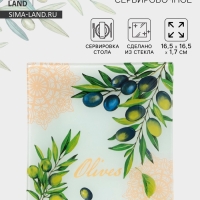 Блюдо сервировочное Доляна &laquo;Олива&raquo;, 16,5&times;16,5&times;1,7 см, стекло, рисунок