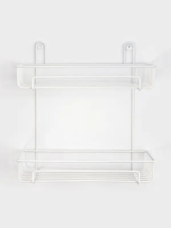 Полка для ванной прямоугольная, 2-х ярусная, 29*12,5*30 см, цвет белый