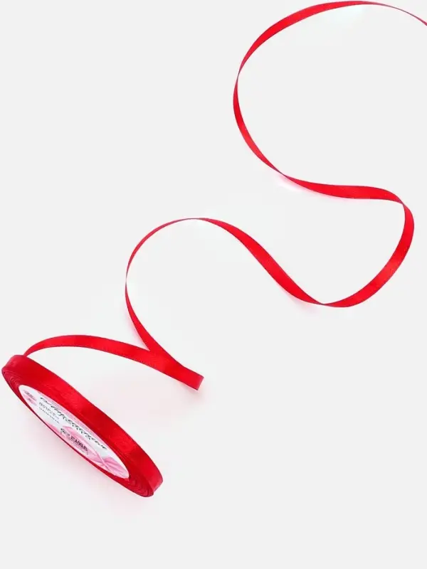 Лента атласная, 6 мм, 23&plusmn;1 м, красная №26