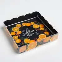 Коробка для кондитерских изделий с пластиковой крышкой &laquo;С Новым годом&raquo;, 15 х 15 х 3 см