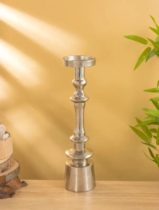 Подсвечник "Стэп" алюминий 37 см, цв. серебро