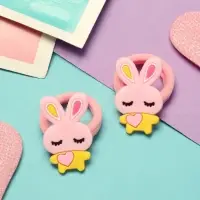 Резинки для волос &laquo;Крошка&raquo;, набор 2 шт., зайка, 3 см, розовые