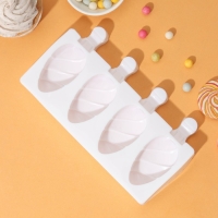 Форма для мороженого &laquo;Клубника со сливками&raquo;, силикон, 19,5&times;11,5 см, 4 ячейки (6,7&times;3,7 см), белая