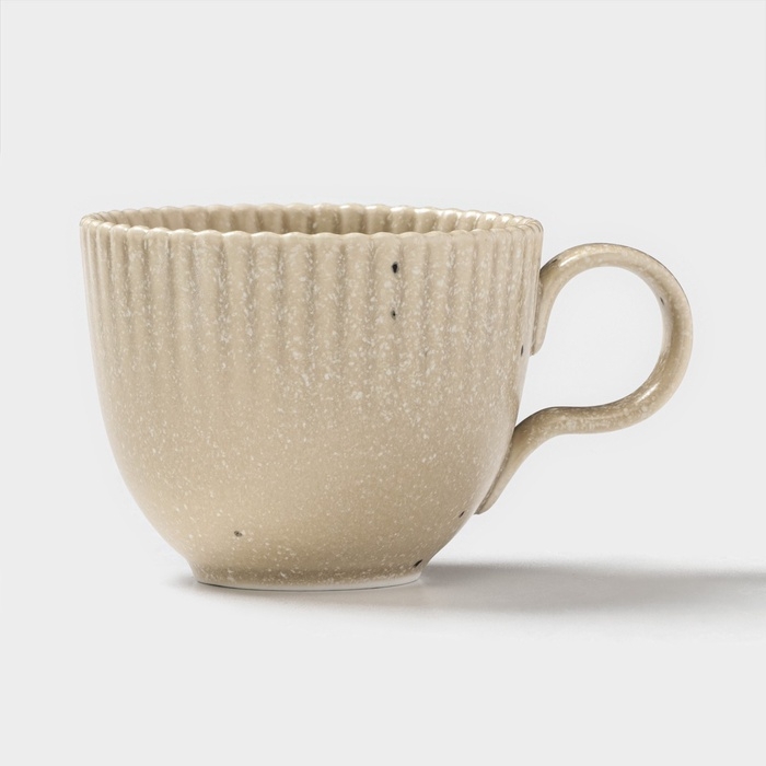 Чайная пара Доляна &laquo;Коралл&raquo;, 275 мл, фарфор, бежевая