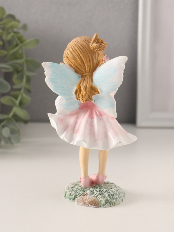Сувенир полистоун "Девочка-фея в розовом платье с букетом цветов" 7,5х5,5х13,5 см