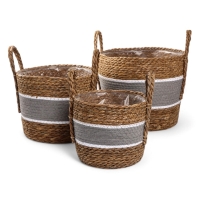 Набор кашпо "Инга" серая полоса, 20,5х25/25,5х28/27х33см