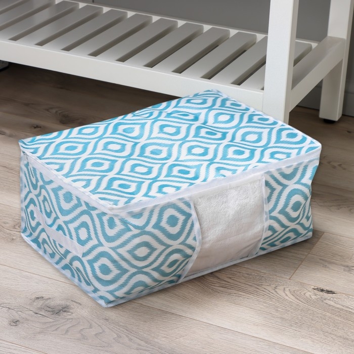 Кофр для хранения вещей Доляна &laquo;Лагуна&raquo; с ПВХ-окном, 45&times;30&times;20 см, цвет бирюзовый