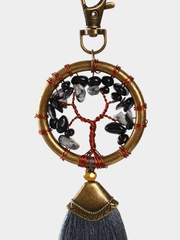 Брелок ловец снов "Великое древо" 19 см, цв. серый