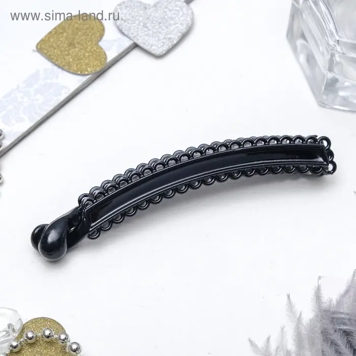Банан для волос &laquo;Классика&raquo;, петельки, 9.5 см, чёрный
