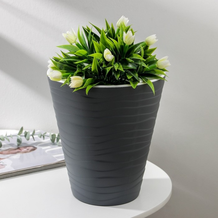 Кашпо для цветов со вставкой &laquo;Валенсия&raquo;, 5,2 л, цвет антрацит