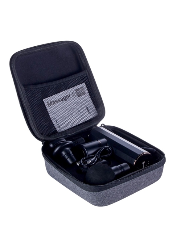 Массажёр для тела Hoco HP50, перкуссионный, 4 режима, 4 насадки, 3200 об/мин,  черный