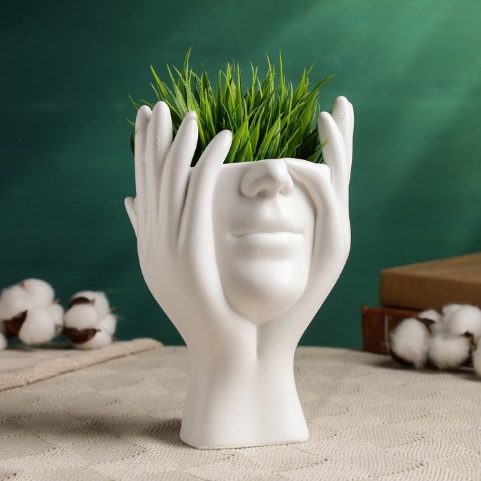 Кашпо - органайзер Кашпо - органайзер "Мечты в руках" белый, 13,5х20х13см